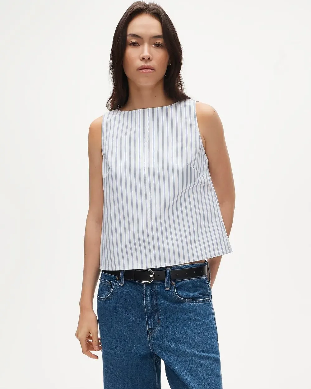 J.Crew Shell top in striped double cotton poplin